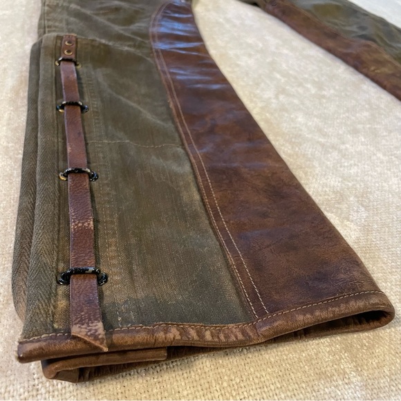 Ralph Lauren🐴 4 Button Fly|Leather Chaps|Olive Grn|Denim Equestrian Pants Sz 31 - Picture 7 of 15